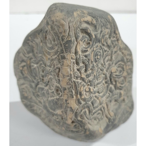 165 - Unusual old hand carved stone with Celtic style carving