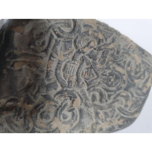 165 - Unusual old hand carved stone with Celtic style carving