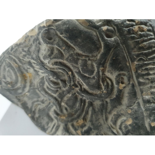 165 - Unusual old hand carved stone with Celtic style carving