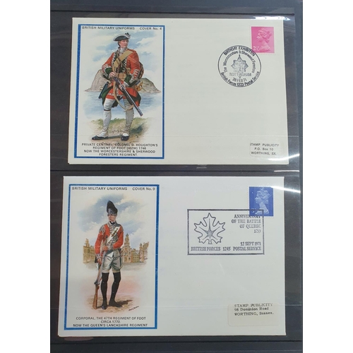 215 - Black folder containing approx 46 unaddressed Military FDC, mainly British, 1970s-90s (approx 46)