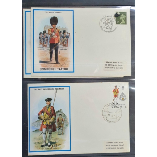 215 - Black folder containing approx 46 unaddressed Military FDC, mainly British, 1970s-90s (approx 46)