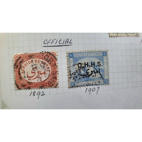 223 - Red stamp album containing world stamps early 20thC Germany and areas WWII, early Egypt, both mint a... 