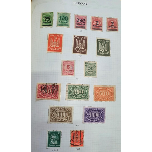 223 - Red stamp album containing world stamps early 20thC Germany and areas WWII, early Egypt, both mint a... 