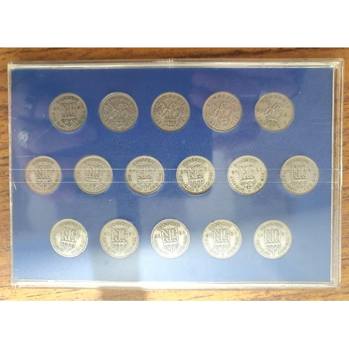 772 - GB KGVI cased coin set of the complete set of 3d from 1937-1952