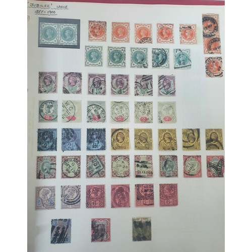 864 - Red SG binder containing British used stamps QV to QEII including many QV jubilee issue, many QV 1d ... 