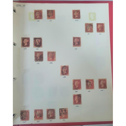 864 - Red SG binder containing British used stamps QV to QEII including many QV jubilee issue, many QV 1d ... 