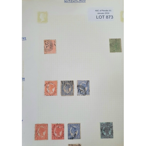 873 - Six old sheets containing QV Australia states (6)