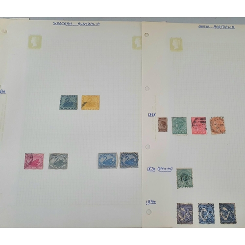 873 - Six old sheets containing QV Australia states (6)