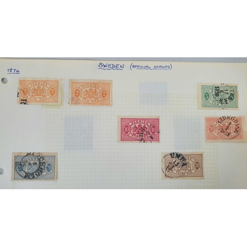 874 - Quantity of dealer sheets containing Sweden 1858-1972 used mounted including 1872 circled numbers to... 