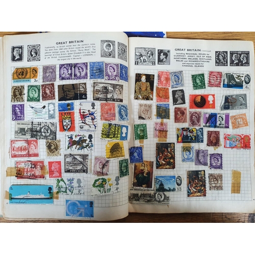 917 - Three junior stamps albums with GB and world stamps (Qty)