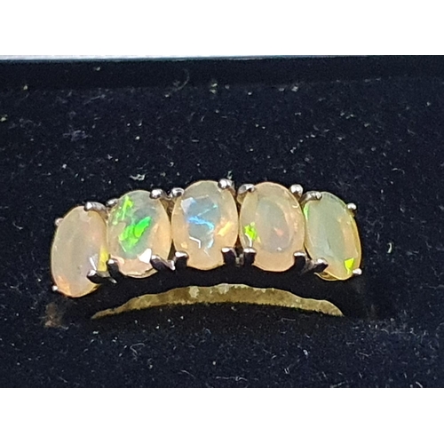 52 - Fine quality hallmarked silver and Opal ring in presentation box,

size N/O