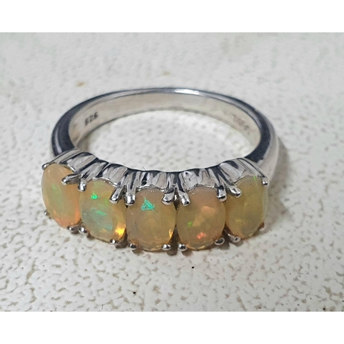 52 - Fine quality hallmarked silver and Opal ring in presentation box,

size N/O