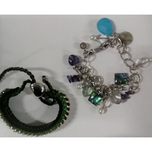 60 - 925 silver and paracord feiendship bracelet with a 925 silver bracelet with charms and beads (2)