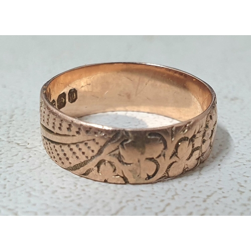 79 - Finely engraved ladies 9ct rose gold wedding ring,

3.3 grams