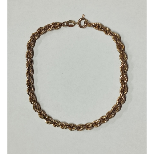 88 - 9ct. Yellow Gold children's rope twist bracelet

2.2 grams