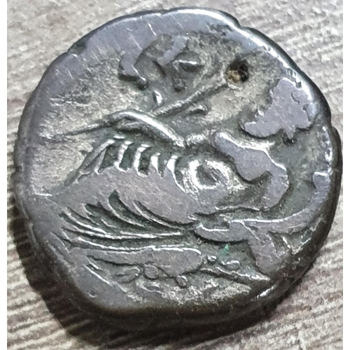 148 - Roman silver coin, believed to be Tiberius facing left with a reclining woman verso,

11.9 grams