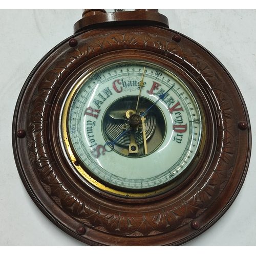 132 - Vintage Banjo Barometer with upper Thermometer