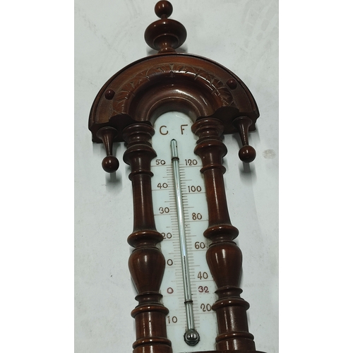 132 - Vintage Banjo Barometer with upper Thermometer