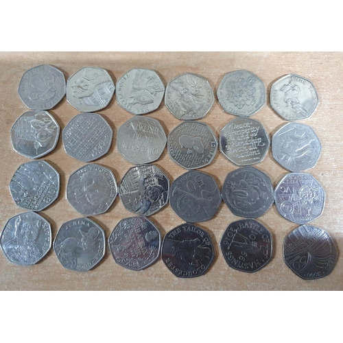 174 - 24 QEII GB 50 pence pieces, all with different faces (24)