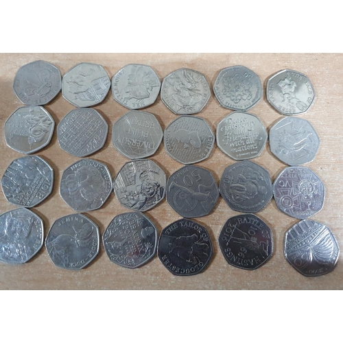 174 - 24 QEII GB 50 pence pieces, all with different faces (24)