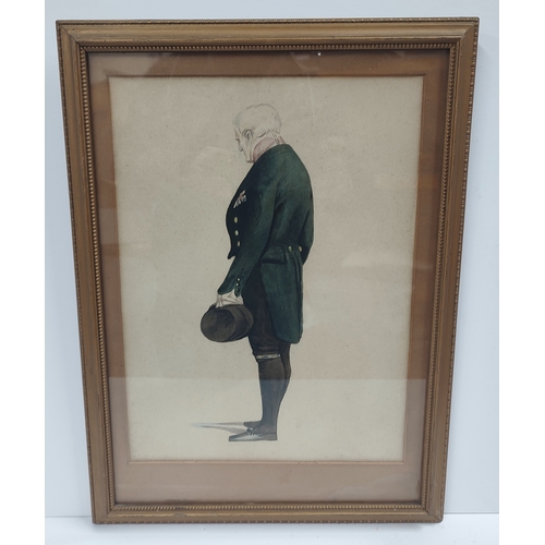 95 - Unsigned late full-length Georgian watercolour of a gentleman, framed and glazed

The w/c measures 3... 