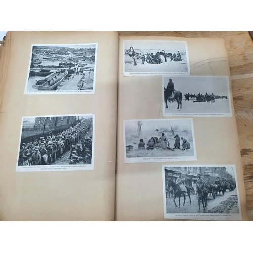 218 - WWI era scrap book containing magazine picture cut-out pictures depicting army and naval pictures (Q... 