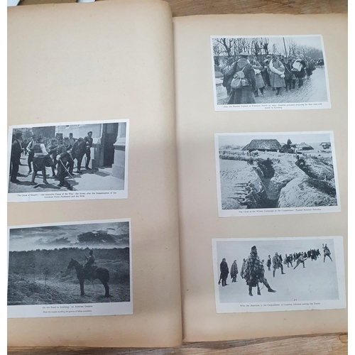 218 - WWI era scrap book containing magazine picture cut-out pictures depicting army and naval pictures (Q... 