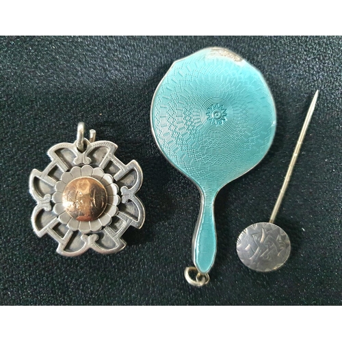 246 - Small quantity of good quality collectables to include an enameled silver miniature hand mirror, a h... 