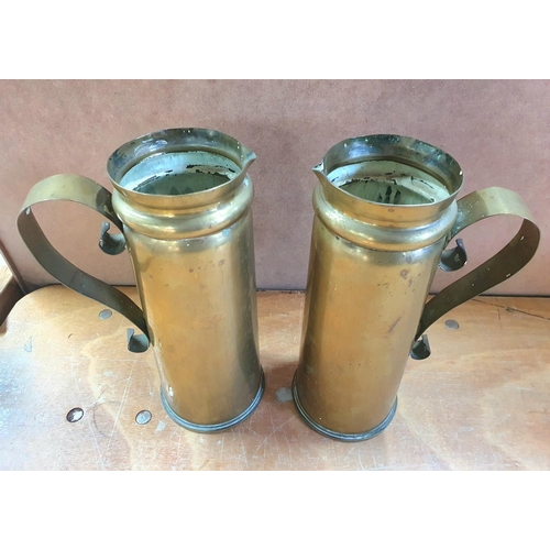 266 - Pair of WWI trenchart, shell jugs (2)