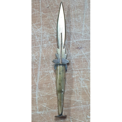 267 - Unusual WWI trenchart letter opener made from a bullet casing