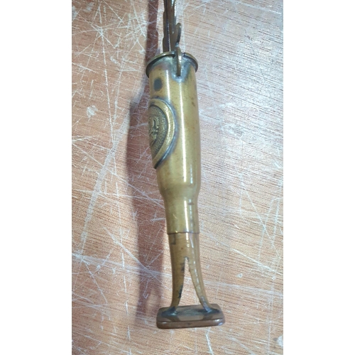 267 - Unusual WWI trenchart letter opener made from a bullet casing