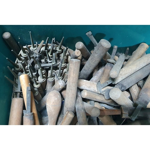 279 - Box full of old wooden handled, metal tipped individual letter punches