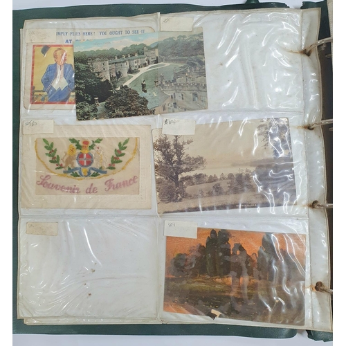 280 - Green postcard album containing a quantity of early/mid 20thC landscape postcards, mainly UK related