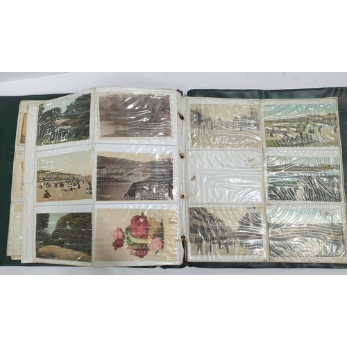 280 - Green postcard album containing a quantity of early/mid 20thC landscape postcards, mainly UK related