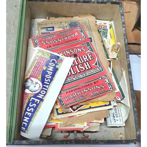 287 - Box folder full of Parkinsons of Burnley, large quantity their Edwardian Chemist labels, variety of ... 