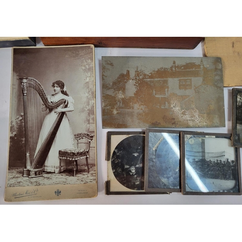 317 - Collection of old microscope slides and photo slides including one of Queen Victoria (Qty)