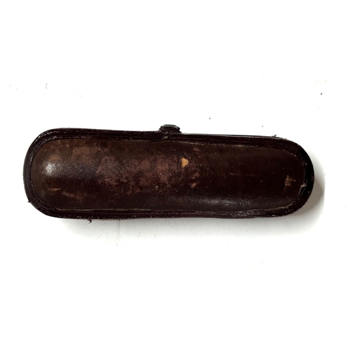 339 - Victorian cased Amber cheroot holder with Silver tip