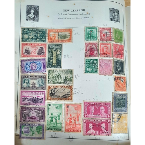 574 - Old red Strand stamp album with a quantity of 19th and 20thC world stamps (Qty)