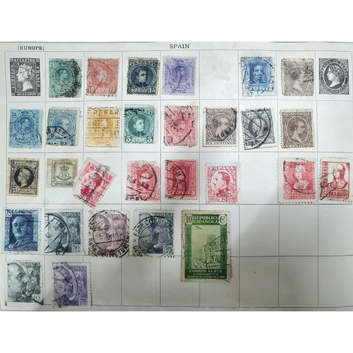 575 - Old blue Improved stamp album many 19thC and early 20thC stamps from GB, Commonwealth and the world ... 