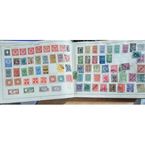 575 - Old blue Improved stamp album many 19thC and early 20thC stamps from GB, Commonwealth and the world ... 