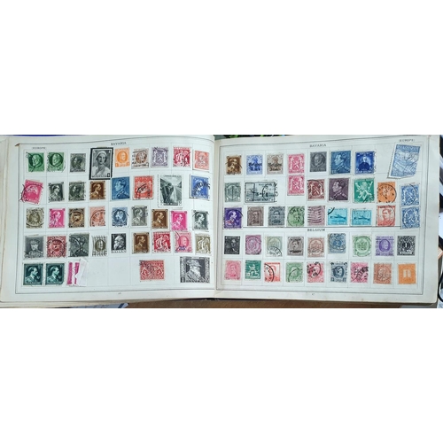 575 - Old blue Improved stamp album many 19thC and early 20thC stamps from GB, Commonwealth and the world ... 