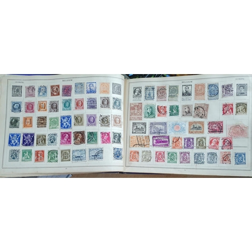 575 - Old blue Improved stamp album many 19thC and early 20thC stamps from GB, Commonwealth and the world ... 