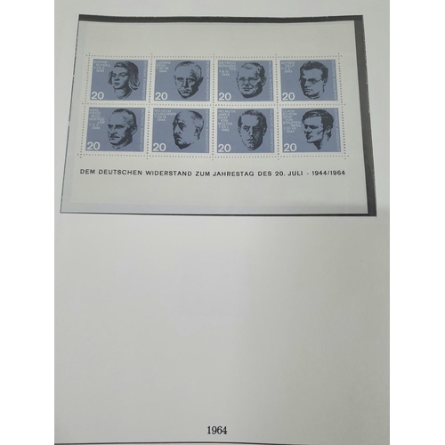 576 - Maroon binder containing West Germany 1958-1975 sets and mini-sheets, mainly mint unmounted, not com... 