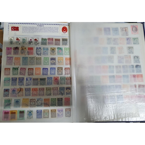 584 - Blue stamp album consisting of hundreds of 19th and 20thC world stamps, A-Y including good collectio... 