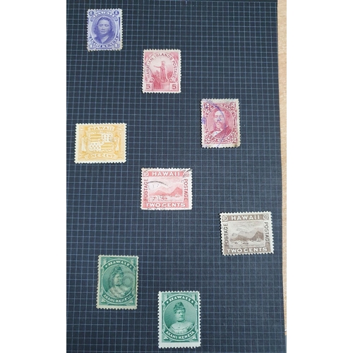 595 - Eight 19thC Hawaii mint and used including a mint 1978 1c violet, thin paper, a 1882 2c purple rose ... 