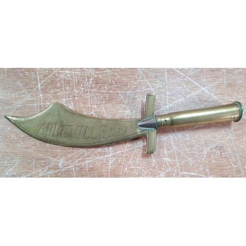 351 - WWI Trenchart letter opener inscribed one side 