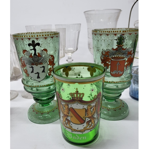 512 - Quantity of various Victorian decanters and glasses' including many painted and etched examples (Qty... 