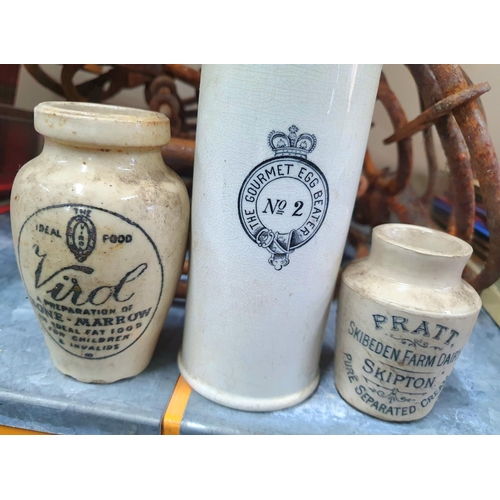 515 - Large quantity of Stoneware jars, various sizes, some carrying local area company logos (Qty)