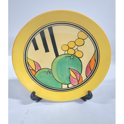 523 - Clarice Cliff, Bizarre hand painted apple & grape design plate, circa 1930

23cm