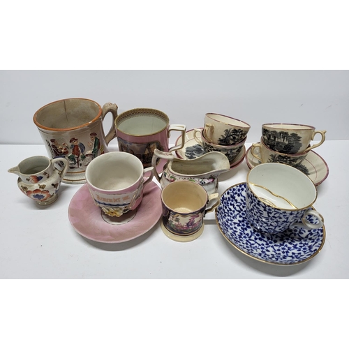 524 - Quantity of Victorian cups and saucers, jugs and mugs etc (Qty)